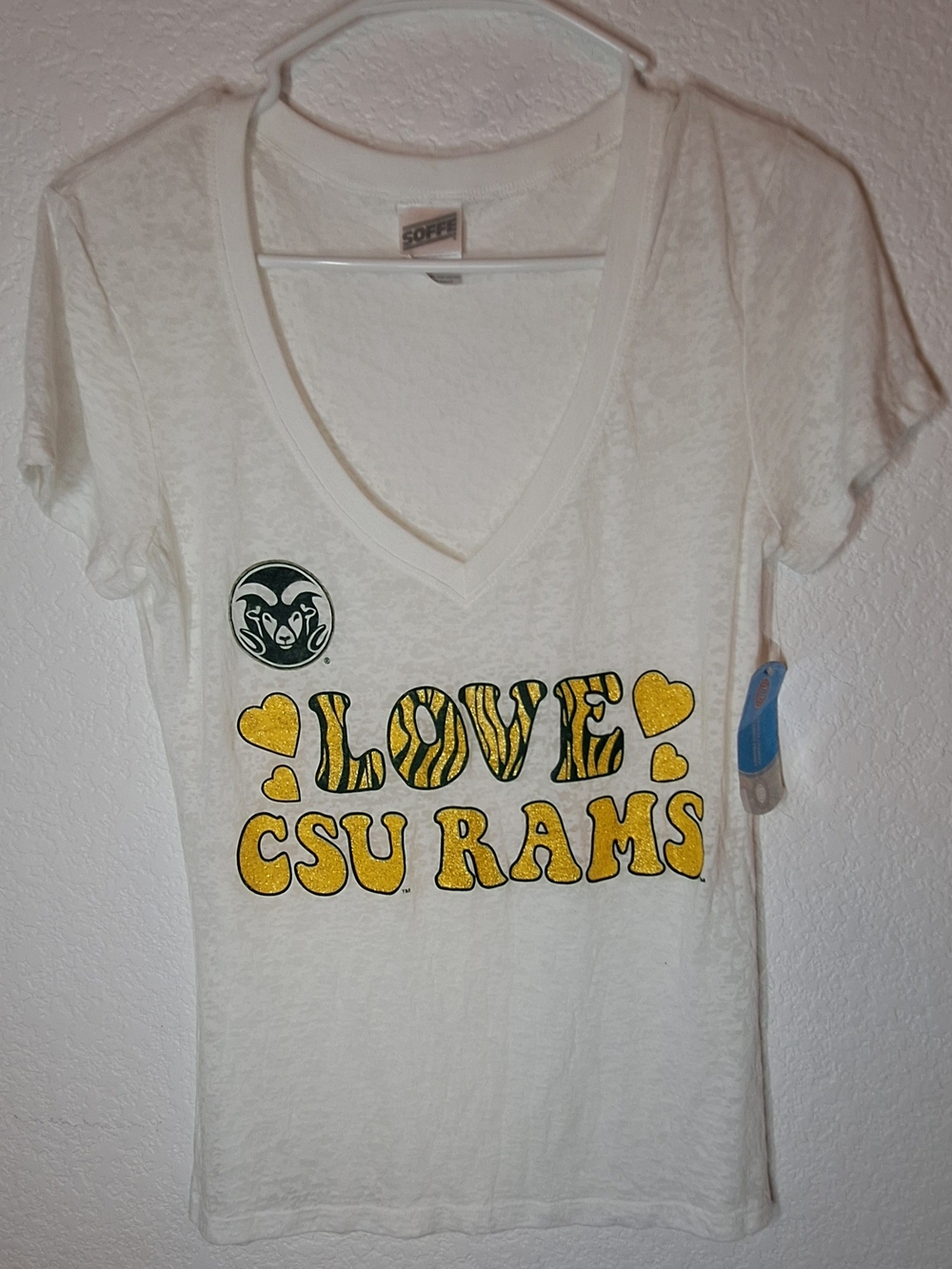NWT Soffe Colorado State University CSU Rams Burnout V-Neck Tee - Size M